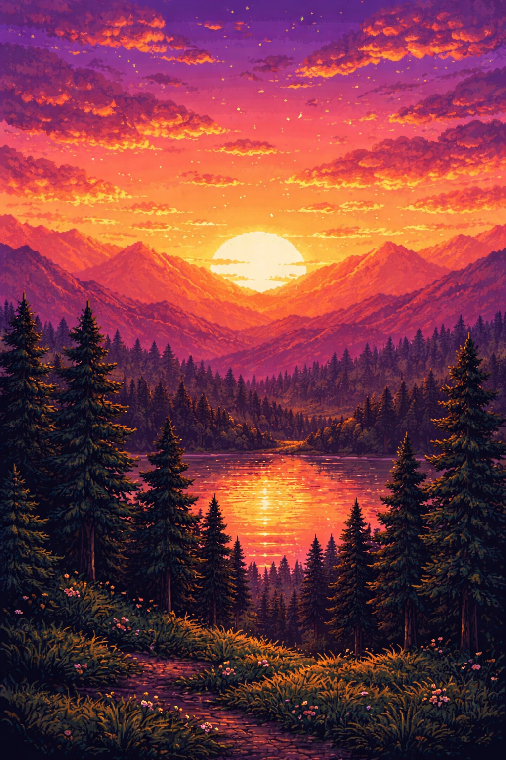 Golden Pixel Sunset